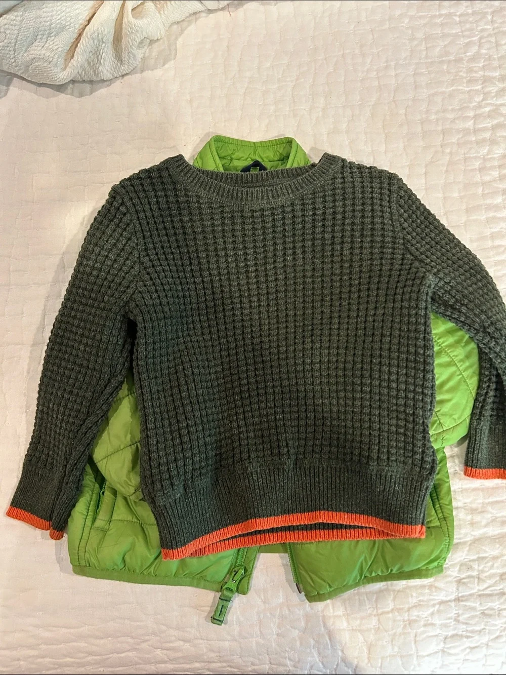 GAP Bright Green Kids Puffer Jacket and Sweater - Boys 2T